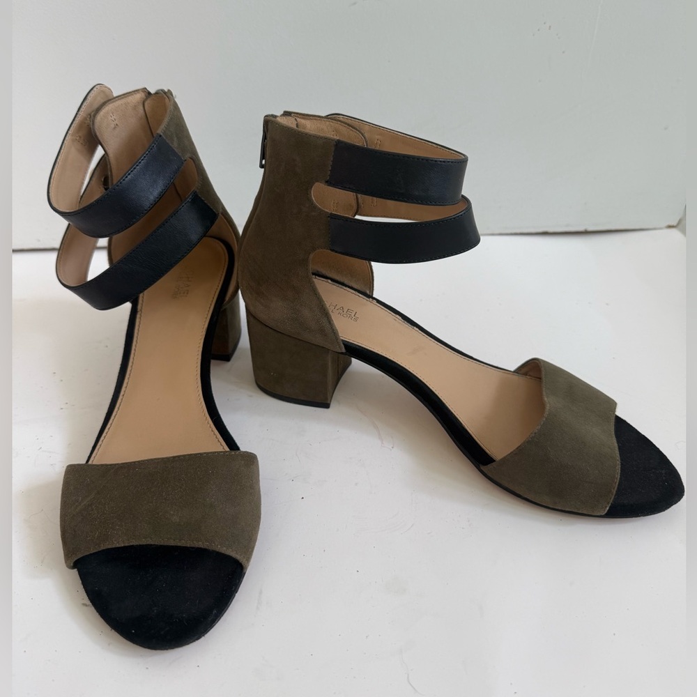 Michael Kors Black and Brown Heeled Sandals